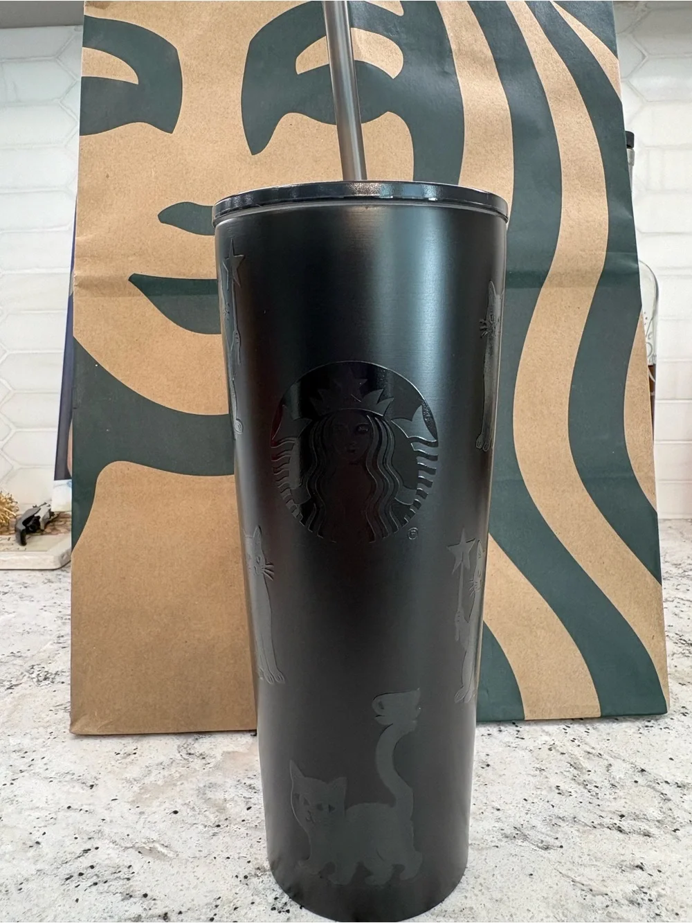Starbucks Black Cat Tumbler Glow in the Dark 2026 Halloween SS Tumbler. NWT.HTF